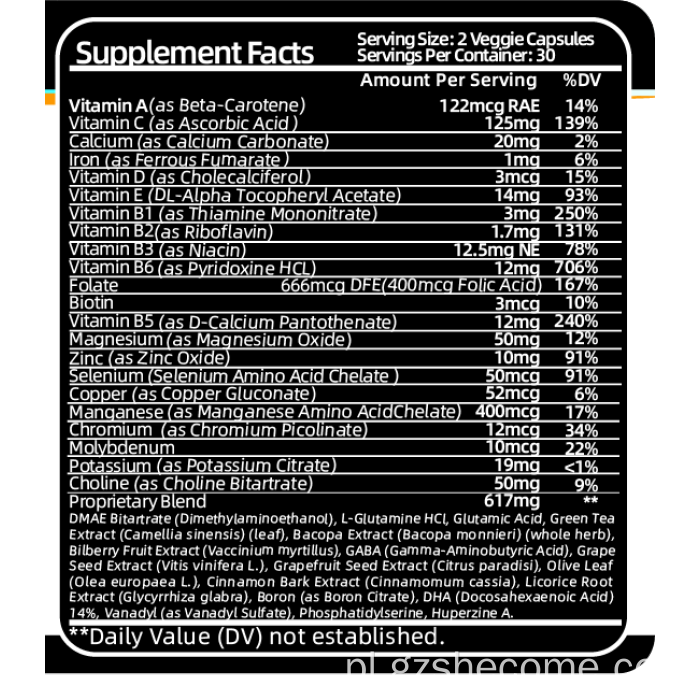 Organiczny suplement mózgu Wspomaga pamięć kapsuła energii